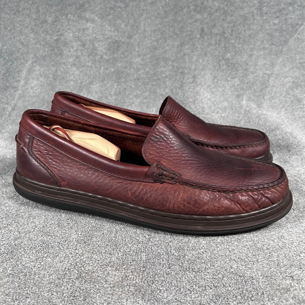 Florsheim Loafers Moc Toe Mens 11D Burgundy Brown Leather Slip On Casual Shoes